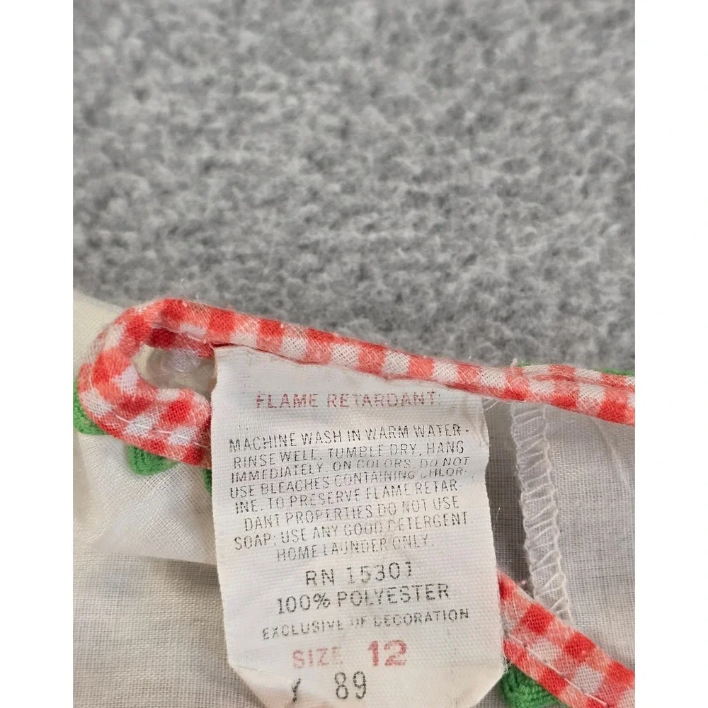 Miss B Nightgown Girls Size 12 White Gingham Heart Vintage 70s Prairie Cottage